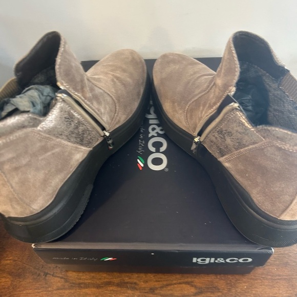 Igi & Co Women's Suede Ankle Boots In Beige With Wedge Booties Shoes Sz 41=10 US - Picture 7 of 12